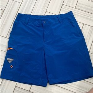 Blue Shorts with Orange Accents
